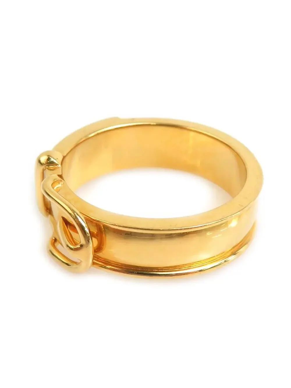 Auth Hermes Belt Motif Scarf Ring Gold #303009H14B